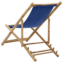 Avis vidaXL Chaise de terrasse Bambou et toile Bleu marine