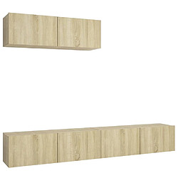 Maison Chic Meubles TV 3 pcs | Banc TV Moderne pour salon | Meuble de Rangement Chêne sonoma Aggloméré -MN77886