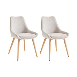 Vente-Unique Lot de 2 chaises en tissu et hêtre - Beige - MASURIE