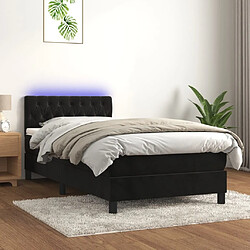 Sommier à lattes et LED,Cadre à lattes de lit avec matelas pour Adulte Noir 90x200 cm -MN75309