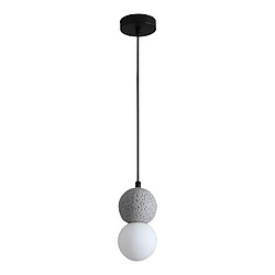 Mes Suspension 1 lampe ronde 10x10x150 cm en verre et ciment gris