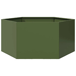 vidaXL Jardinière vert olive hexagone 104x90x45 cm acier