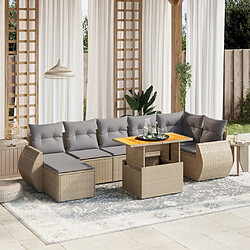 vidaXL Salon de jardin avec coussins 8 pcs beige résine tressée