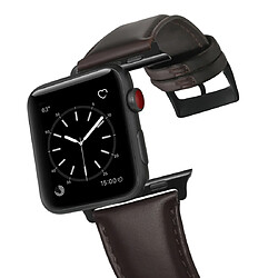 Avis Wewoo Pour Apple Watch séries 5 et 4 40 mm / 3 et 2 et 1 38 mm Huile Cire Bracelet en cuir véritable brun foncé