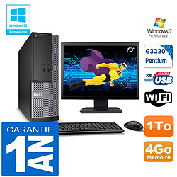 PC DELL 3020 SFF Intel G3220 Ram 4Go Disque 1 To Wifi W7 Ecran 19" - Occasion