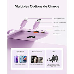 SANAG Batterie Externe 10000Mah, Power Bank Charge Rapide Pd 22.5W Avec Câbles Intégrés Usb C Sortie, Mince Légère Portable Chargeur Affichage Led, Universel Compatible Iphone/Samsung (Violet) pas cher