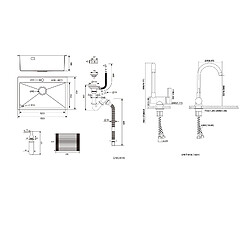 Avis AuraLum Max Évier Cuisine 1 Bac Brossé,58*45*18CM,Égouttoir Énroulable,Distributeur Savon+Mitigeur Cuisine Rabattable,Eau froid Chaud,EU Modèle