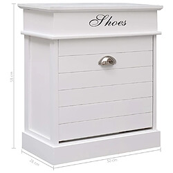 vidaXL Armoire à chaussures Blanc 50 x 28 x 58 cm Bois de Paulownia pas cher