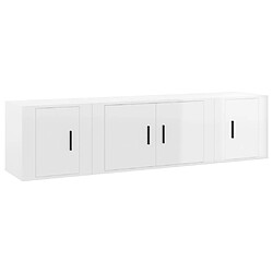 vidaXL Ensemble de meubles TV 3 pcs Blanc brillant Bois d'ingénierie