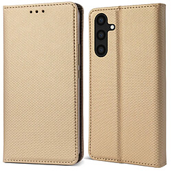 Moozy Étui à Rabat pour Samsung A54 5G, Or - Étui à Rabat avec Porte-Cartes et Support, Flip Cover avec Motif, Emplacements pour Cartes de Crédit, Étui Portefeuille Magnétique