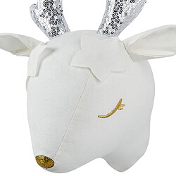 Beliani Décoration murale en peluche blanche tête de cerf 20 x 29 cm SUZY pas cher