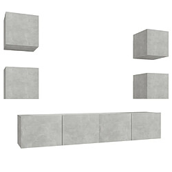 Maison Chic Ensemble de meubles TV 6 pcs | Banc TV Moderne pour salon | Meuble de Rangement - Gris béton Bois d'ingénierie -MN61579