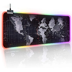 INF Grand tapis de souris RGB avec carte du monde 80x30 cm