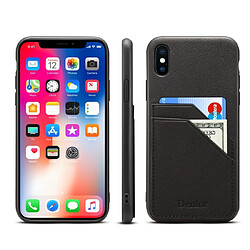 Wewoo Coque Pour iPhone XR Denior V1 Housse de protection en cuir de vachette voiture de luxe avec fentes carte double noir