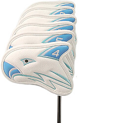 Avis 11 Pcs Étanche Skull Golf Iron Head Cover Club Putter Headcover Blanc Bleu