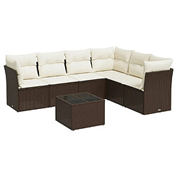 vidaXL Salon de jardin avec coussins 7 pcs marron résine tressée