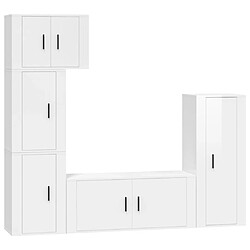 Maison Chic Ensemble de meubles TV 5 pcs pour salon - Blanc brillant Bois d'ingénierie -MN87464