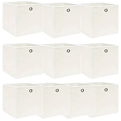 Maison Chic Lot de 10 Boîtes de rangement,Boîtes de stockage Blanc 32x32x32 cm Tissu -MN735138