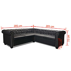 vidaXL Canapé d'angle Chesterfield 5 places Cuir synthétique Noir pas cher