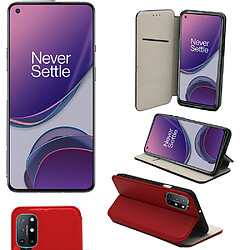 Xeptio OnePlus 8T 5G Etui Protection Portefeuille rouge à Rabat avec Porte Cartes - Housse Folio Coque Antichoc - Accessoires Pochette Case