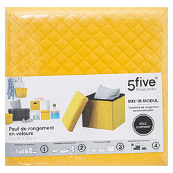 Five Simply Smart Pouf Pliable Velours Jaune - FIVE