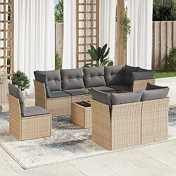 Maison Chic Salon de jardin avec coussins 9 pcs | Ensemble de Table et chaises | Mobilier d'Extérieur beige résine tressée -GKD28127