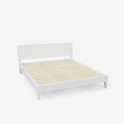 Acheter Llb Lit double design moderne en bois 160x190cm avec sommier et lattes Linz, Couleur: Blanc