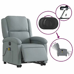 Maison Chic Fauteuil Relax pour salon, Fauteuil inclinable de massage électrique Gris clair Tissu -GKD32524 pas cher