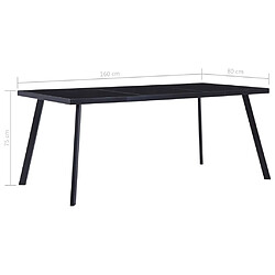 Maison Chic Table de salle à manger,Table à dîner Noir 160x80x75 cm Verre trempé -GKD65751 pas cher