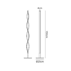 Luminaire Center Lampadaire Sahara 21W LED 3000K, 1470lm, argent/acrylique givré/chrome poli