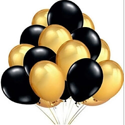 Avis Wewoo Décorations de Fête 45 PCS 12 pouces perle en latex ballons anniversaire décoration de de mariage avec ruban de couleur noir + or