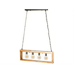 Vente-Unique Suspension style industriel caisse rectangulaire en bois OLIUS - bois et métal -4 lampes - H. 31 x L.100 cm - naturel et noir