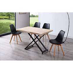 Acheter Pegane Table basse relevable de salon en bois de chêne naturel avec pieds en métal noir Longueur 120 x Profondeur 80 x Hauteur 49-76 cm