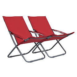 Maison Chic Lot de 2 Chaises pliables de plage Tissu Rouge -GKD68155