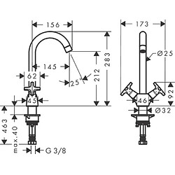 Mélangeur cuisine HANSGROHE Logis M32 , 1 jet chromé - 71285000