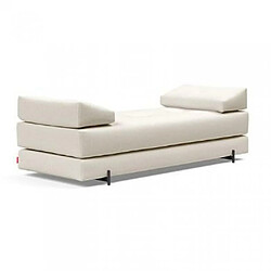 Inside 75 Méridienne design SIGMUND INDU Bouclé, Off White convertible lit 160*200 cm pieds Acier noir