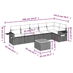 Avis Maison Chic Salon de jardin avec coussins 7 pcs | Ensemble de Table et chaises | Mobilier d'Extérieur gris résine tressée -GKD91317