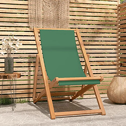 Maison Chic Chaise/Fateuill de plage pliable Bois de teck solide Vert -GKD58399