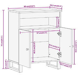 vidaXL Armoire latérale marron et noir 60x33,5x75 cm bois de manguier pas cher