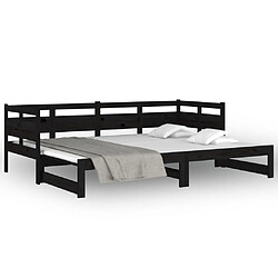 Acheter vidaXL Lit coulissant sans matelas noir 2x(90x200) cm