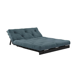 Acheter Inside 75 Canapé convertible futon ROOTS pin laqué noir matelas 140 x 200 cm coloris bleu pétrole