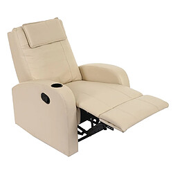 Acheter Mendler Fauteuil de télévision Durham, fauteuil relax, chaise longue, similicuir ~ crème