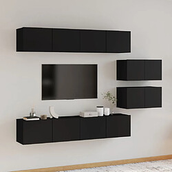 Maison Chic Ensemble de meubles TV 6 pcs | Banc TV Moderne pour salon | Meuble de Rangement - Noir Bois d'ingénierie -MN97385