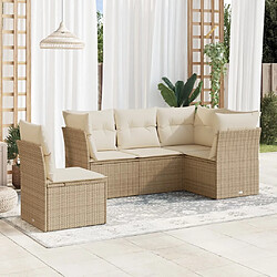 Maison Chic Salon de jardin avec coussins 5 pcs | Ensemble de Table et chaises | Mobilier d'Extérieur beige résine tressée -GKD60901