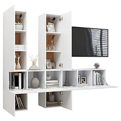 Avis Maison Chic Ensemble de meubles TV 7 pcs | Banc TV Moderne pour salon | Meuble de Rangement - Blanc Aggloméré -MN77110