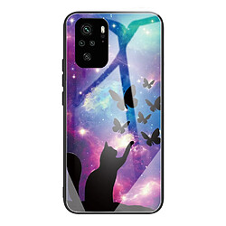 Coque en TPU anti-rayures motif chat et papillons pour votre Xiaomi Redmi Note 10 4G