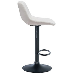 Decoshop26 Tabouret de bar chaise haute x1 avec repose-pieds en velours crème piètement métallique noir 10_0004597