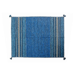 Alter Tapis moderne Kansas, style kilim, 100% coton, bleu, 200x140cm