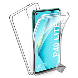 Htdmobiles Coque silicone gel fine 360 integrale (avant et arriere) pour Huawei P40 Lite + film ecran - TRANSPARENT