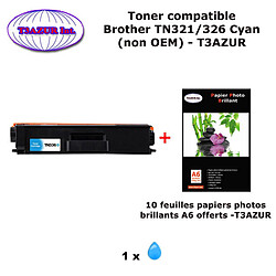 Toner compatible TN321, TN326 C pour imprimante Brother DCP L8400CDN, L8450CDW Cyan+ 10f A6 brillants - T3AZUR